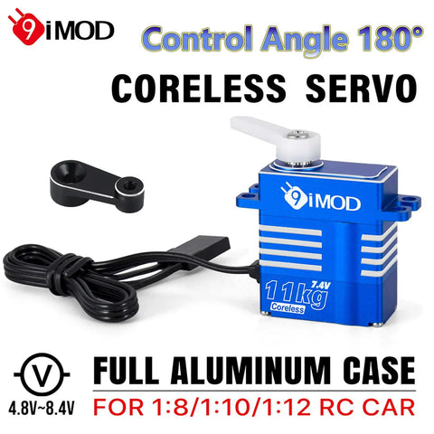 Beefy Waterproof 11Kg High Torque RC Car Steering Servo For 1/18 Crawlers, Coreless servo with aluminum case and 180° range