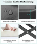 Close-up of Paddie Flat Electric Lift Massage Table showing waterproof PU leather, thickened 6.7" foam, and strong steel structure.