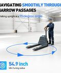 Two Pack Heavy Duty Electric Pallet Jack With 4400 Lbs Capacity Motorized Forklift Truck For Warehouse Work, Feature 48 inch By 27 inch Long Forks And Lithium-Ion Battery Power For All Day Industrial Jobs, maneuvering in narrow spaces.
