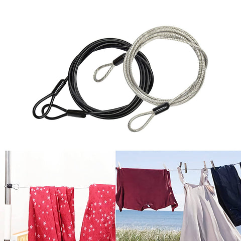 Outdoor Travel Security Cable Lock 3mm Braided Steel Wire Rope With Double Loop 3.3ft Length Weatherproof Coated, shown in use