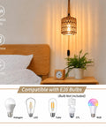 EHFMGYB Rattan Wall Sconces Set of Two Plug in, Boho Wall Lamp with 9.84FT Plug in Cord, hand woven rustic design with warm light.