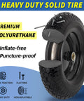 Cross-section of 14.5 Inch Wheelbarrow Tire And Wheel With 5/8 Inch Axle Bore, Flat Free Solid Tire For 4.80/4.00-8, 3.50-8, And 4.00-6 Inches