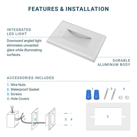 12 Pack 120V Dimmable LED Step Lights For Indoor And Outdoor Use With 3 Color Temperatures 3000K 4000K 5000K installation guide