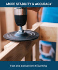 2-inch sanding disc mounted on a drill/die grinder sanding a wooden board