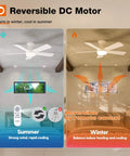 Reversible DC motor for Top Shelf 42 Inch White Low Profile Ceiling Fan With Bright Led Light And Ridiculously Quiet Remote.