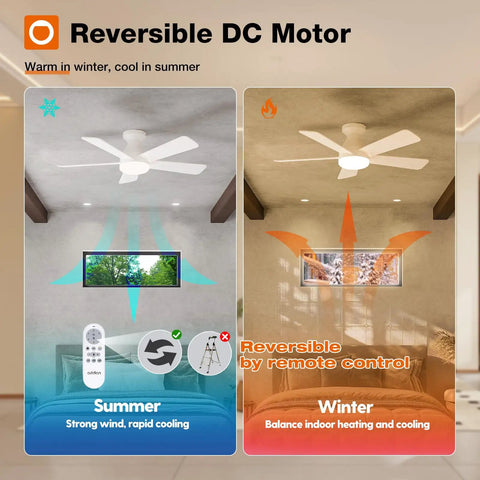 Reversible DC motor for Top Shelf 42 Inch White Low Profile Ceiling Fan With Bright Led Light And Ridiculously Quiet Remote.