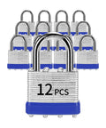 12 Pack Laminated Steel Padlocks Keyed Alike 40mm Wide Body With Normal Shackle Built Tough Heavy Duty Brass Cylinder Rust Resistant