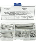 Beefy 304 Stainless Steel Cotter Pins Kit 300 Piece Split Pins Assortment in plastic box with various sizes labeled