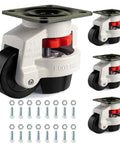 Heavy Duty Adjustable Leveling Feet Casters With Vibration Dampening Rubber Pads For Shop Equipment, 3 inch nylon wheels, industrial use.