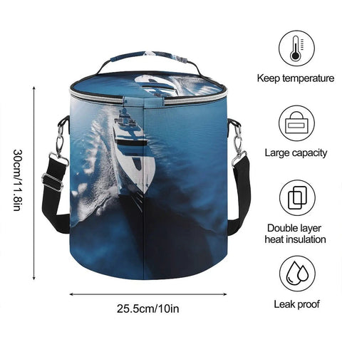 Yacht Printed Go-To Cooler Backpack Insulated Leakproof Lunch Bag For Camping Beach Hiking And Travel With Padded Straps