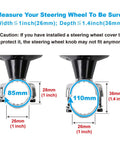 Diagrams showing dimensions for Power Handle Steering Wheel Spinner Knob For Easy Driving And Comfy Grip Reduces Fatigue One Hand Operation Car Accessory