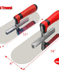 Must Have Stainless Steel Concrete Trowel Set 2 Piece Flat Finishing Trowels 14 By 4 Inch And 11 By 4 Inch, displayed on white background
