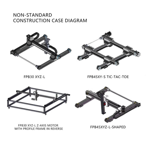 FUYU FPB45 linear stage diagram showing four configurations.