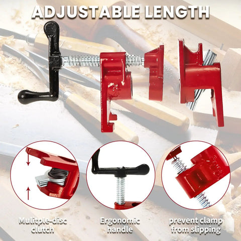 Heavy Duty 6 Pack 3/4 Inch Pipe Clamps With Solid Cast Iron Foot Design For Knockout Woodworking Gluing And Beast Mode Diy Carpentry Projects Built Like A Steel Tank featuring adjustable length and ergonomic handle.