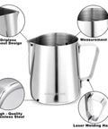 12 Oz Espresso Steaming Pitcher Pro Grade Stainless Steel Milk Frothing Cup For Home Barista Use, 350 Ml, Rust Resistant 304 Stainless