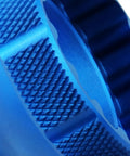 Close-up of BBT 69.2 16 Notch 44mm Bottom Bracket Tool CNC aluminum anodized finish showing detail of notches and knurled grip.