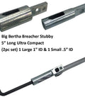 Big Bertha Breacher Stubby Super Leverage Breaker Bar One Half Inch ID And One Inch ID Wrench Extender Set shown with wrench