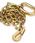 3/8 Inch Grade 70 Agricultural Safety Chain With Clevis Grab Hook And Attachment Ring, 5 Feet Long, 6600 Lb Load Capacity