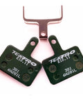 E10.11 Resin Disc Brake Pads With Organic Resin Compound for bikes, shown with metal bracket and model markings.