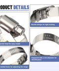 Beefy 130 Piece Hose Clamp Kit With 304 Stainless Steel Adjustable Worm Gear Clamps From One Quarter To One And A Half Inch