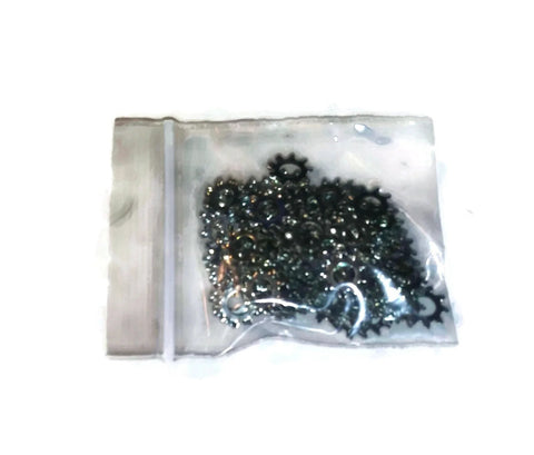 Number 8 external tooth lock washers, zinc-plated, 100-pack in plastic bag