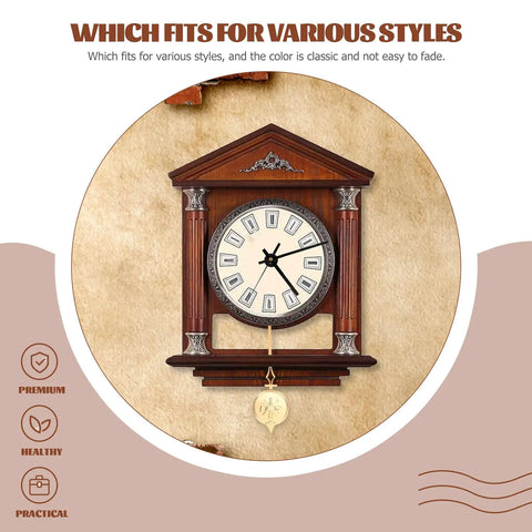 Classic wooden wall clock with Metal Clock Pendulum Replacement Part 8.27 By 2.36 Inch For DIY Repair And Old School Grandfather Clocks.