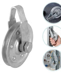 Heavy Duty Garage Door Pulley Kit With 3 Inch Sheave Wheels Two Clevis Fork Pulleys And Two Stationary Sheaves crafted from galvanized steel.