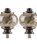 2 Pack Marbled Curtain Rod Finials Bronze Finish For 1 Inch Or 7 Eighths Inch Drapery Rods Resin Replacement End Caps With Classic Marble Look Perfect For Modern Vintage Industrial Decor, front view