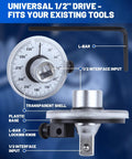 Half Inch Torque Wrench With Angle Gauge And Rotary Zero Return, Adjustable Arm With Dual Length For Cars, Trucks And Heavy Machinery, Precision Torque To Angle Measurement For Tightening Cylinder Heads And Fasteners with 1/2 drive