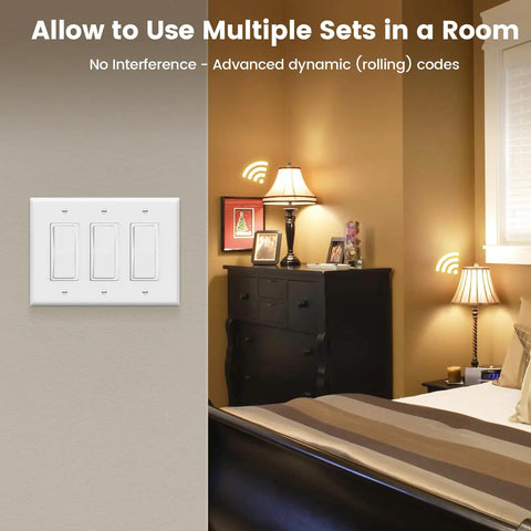 Wireless Wall Switch Kit With Remote Outlet Control Decorator Rocker For Plug In Pendant Lights And Small Appliances in bedroom