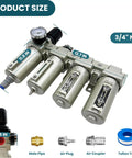 Beefed-Up 3/4 Inch NPT Heavy Duty Industrial 4 Stage Air Drying System with particulate filter, coalescing filter, and desiccant dryer