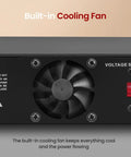 Back view showing cooling fan of Powerful Bench Power Supply For Home Lab 30 Amp Regulated AC To DC Converter With 13.8 Volt DC Output.