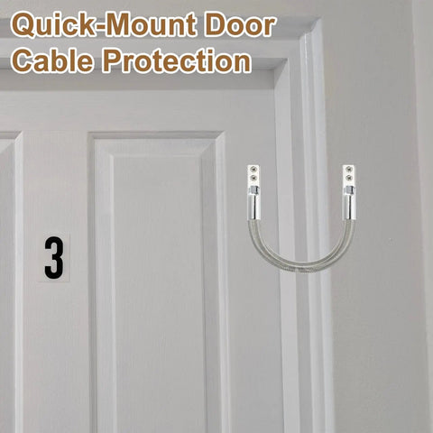 Armored Loop Power Transfer Cable Protector For Doors 7 Inch Gooseneck Fits 7.5mm Cables Silver 2 Pack stainless steel mounted on door frame