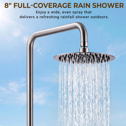 Built Like A Tank 316 Marine Grade Stainless Steel Wall Mount Outdoor Shower Kit Salt Resistant Heavy Duty Fixtures For Poolside Cleaning Patio Maintenance And Coastal Backyards