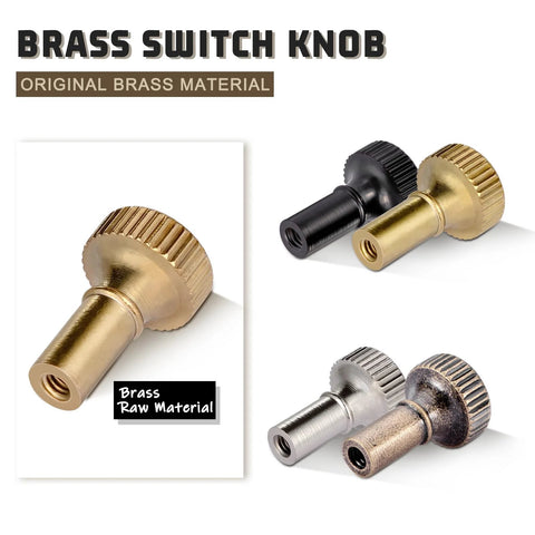 GooChan lamp switch knobs; set of 4 metal twist-on knobs in brass, black, silver, bronze finishes