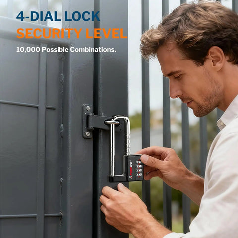 Heavy Duty Four Digit Combo Padlock With Adjustable Shackle Built Tough For Gate And Door Security Zero Hassle Setup Rock Solid Dual Pack In Matte Black Finish