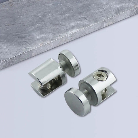 Glass Clamp Holder Bracket For 10-12mm Thick Glass, Rustproof Metal Corner Shelf Support, displayed with glass slab