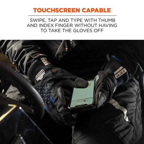 Reinforced Thermal Waterproof Winter Work Gloves Unisex Black Large Pack Of 1 With 3M Thinsulate Insulation touchscreen use