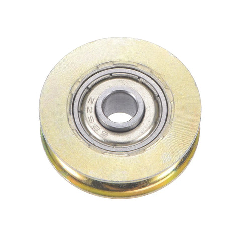 Heavy Duty U Groove Sliding Door Roller With 6.4mm Shaft And 32mm Bearing Steel Zinc Plated Silky Smooth Glide cabinet hardware close-up view.