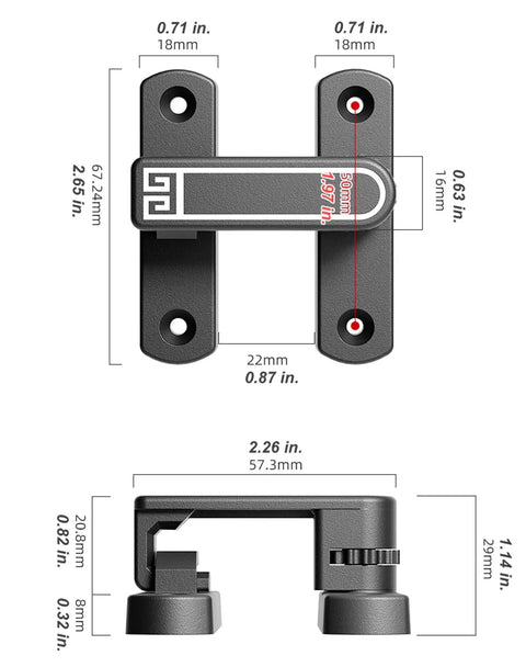 Height Adjustable Flip Latch Lock For Doors And Gates, 90 And 180 Degree Install, Heavy-Duty Fits Barns Garages Fences, front view