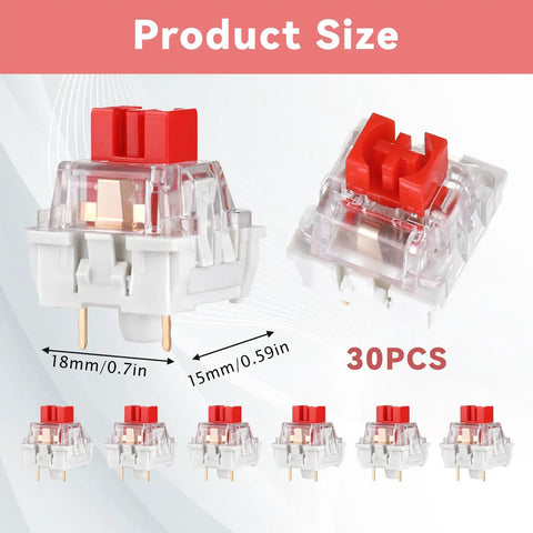 Red Switch Replacement Kit With 3 Pin Mechanical Keyboard Switches, Clicky Tactile Feedback For Crisp Typing, Dustproof And Durable