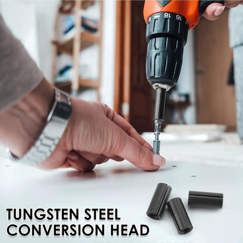 Hella Solid Four Pack Black Router Collet Reduction Sleeves, 1/2 To 1/4 Inch Chuck Converters Crafted From Tough Carbon Steel in use.