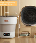 No Sweat Portable Washing Machine With Spin Basket 20 Liter Mini Washer, 12in x 13.5in x 5in, perfect for compact laundry spaces.