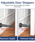 Adjustable Door Stoppers With Heavy Duty Aluminum Body And Thick Frosted Silicone at maximum and minimum heights for custom use.