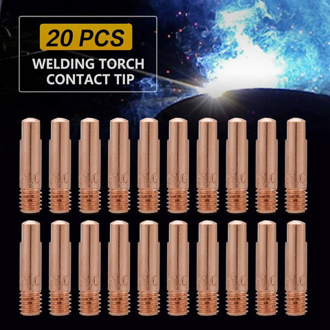 20 Pack MIG Welding Tips For 0.030 To 0.040 Inch Torches 0.8 To 1.0mm 15AK Compatible Consumables Pro Grade Red Copper