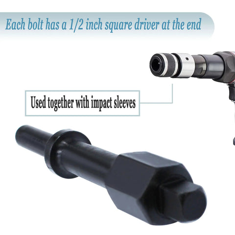 Shake And Break Pneumatic Bolt Breaker Set Featuring 3/8 And 1/2 Inch Square Drive Air Hammer Socket Adapter showing a 1/2 inch square driver.