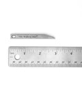 Beefy Heavy Duty Keychain Pry Bar For Everyday Carry next to a ruler, showcasing size and stainless steel material.