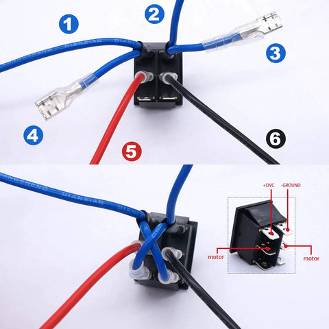 12V Polarity Reverse Switch Momentary DPDT Rocker Toggle With 6 Pins, ON OFF ON Action, Auto Reset, RV Jack Motor Control, Jumper Wires Included, 16A 250V AC or 20A 125V AC, Great For RVs wired with six color-coded leads