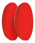 Two red 6.5 inch foam waxing pads for car detailing and buffing even streak free application with waxes and sealants set of 2