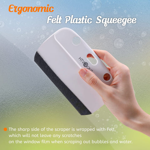 Hand holding felt squeegee from 4 Piece Window Film Kit For Privacy And Tinting Easy Peasy Install On Glass And Car Windows
